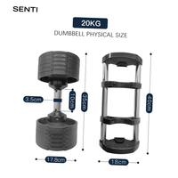 Équipement d'entraînement musculaire, haltères réglables en acier de 32 kg/80 lb et 40 kg/90 lb pour l'exercice à domicile, vente directe d'usine SENTI