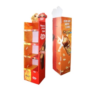 Custom 3-Shelf Folding Corrugated Cardboard Display Stand POP Cardboard <b>Drink</b> Floor Display <b>Racks</b> - Product Image 3