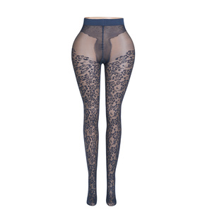 Collants en nylon <span class=keywords><strong>bleu</strong></span> marine à dentelle florale, jacquard, transparents, sans couture, sexy, respirants, fins, pour l'été, <span class=keywords><strong>bas</strong></span> de mode - Product Image 5