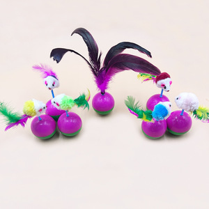 ของเล่นหนูพอลิเมอร์แบบมีขนในธีมแมวของ Pipi TAO ดีไซน์หนูขนนกไก่หลากสี - Product Image 3