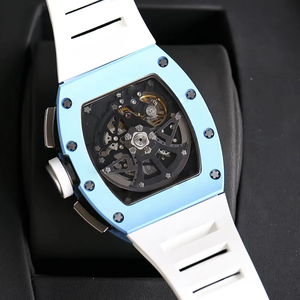 2026 New Men's <b>Automatic</b> <b>Chronograph</b> Skeleton Mechanical Watch Blue Ceramic Tonneau Luxury Sport Wristwatch OEM - Product Image 5