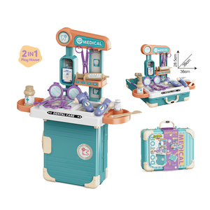 Tendance 2025 SUNSEED <span class=keywords><strong>Valise</strong></span> de jeu portable en plastique 2-en-1 pour jeux de rôle de médecin et infirmière, 23 pièces pour garçons et filles, sur le thème de la médecine - Product Image 1