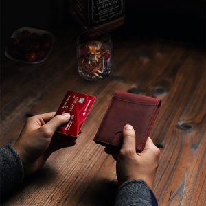 Bifold Slim Design Crazy Horse Leather <b>Wallet</b> <b>RFID</b> <b>Blocking</b> Custom Logo with 6 Credit Card Slots One ID Window Card Holder - Product Image 6