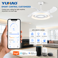 Ventilateur de plafond LED rétractable de 42 pouces avec fonction de minuterie et intensité variable, idéal pour l'hôtellerie, les salles à manger et les bureaux – Fabrication OEM/ODM
