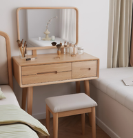 Table de maquillage minimaliste en bois massif de style chinois moderne, réglable et éclairée, pour petite chambre, nouveau modèle