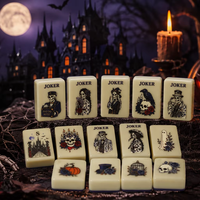 Nouveau Kit de Mahjong Américain en Acrylique Crâne Gothique Halloween, 160 Tuiles, Jeu de Table Portable pour Fêtes en Intérieur