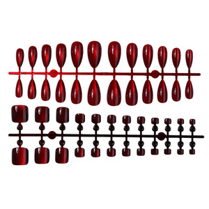 Ongles d'été à porter, embouts de faux ongles ornés de paillettes <span class=keywords><strong>rouge</strong></span> vif effet œil de chat, ongles personnalisables avec logo - Product Image 4