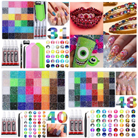 Kit de strass en résine de 3 mm avec 60/48/42/40/31 compartiments, colle B7000 et outils de préhension pour le nail art, les loisirs créatifs et les accessoires pour ongles