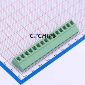 DB128V-5.08-15P-GN-S <b>Screw</b> Terminal <b>Block</b> Through hole Component (THT),P=5.08mm Connector 1x15P 5.08mm Green Through Hole - Product Image 1