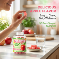 Gummies de Probiotiques Naturels Extra Forts – Probiotiques Actifs 2 Souches Puissantes pour Soutenir la Santé Immunitaire et Digestive des Enfants