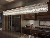 Lustre géométrique long en cristal pour salon et salle à manger, lampe suspendue moderne, villa, hôtel, lampe rectangulaire en cristal