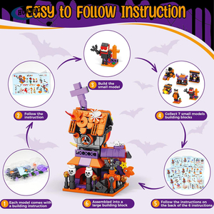 Trẻ Em 1057 Pcs Lắp Ráp Đồ Chơi Gạch Đặt Halloween Advent Lịch 31 Ngày Đồ Chơi Thu Xây Dựng Khối - Product Image 2