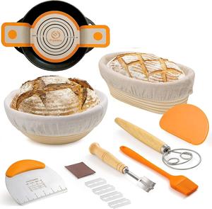 Pão Massa Reprovando Rising Rattan Basket <span class=keywords><strong>Liner</strong></span> para <span class=keywords><strong>Baking</strong></span> Bread Making Handmade Round Rattan Bread Reofing Basket Set - Product Image 1