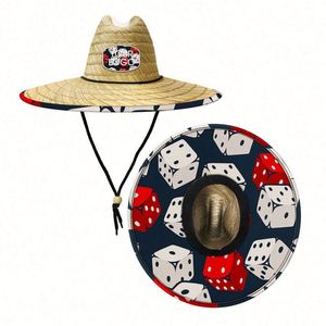 Sombrero de Paja Estilo Panamá al por Mayor, Sombrero de Paja Natural para Surf y Pesca, Sombrero de Paja para Mujer con Estampado en la Parte Inferior - Product Image 3