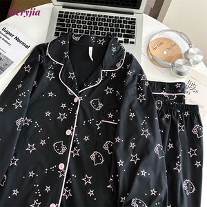 <span class=keywords><strong>Pijama</strong></span> <span class=keywords><strong>de</strong></span> Mujer Cómodo para Estar en Casa Camisones Nuevos con Estampado <span class=keywords><strong>de</strong></span> Dibujos Animados <span class=keywords><strong>de</strong></span> <span class=keywords><strong>Hello</strong></span> <span class=keywords><strong>Kitty</strong></span> Manga Larga Cintura Elástica Dulce Largo - Product Image 2