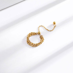 แหวนโซ่แบบซ้อนหลายชั้น ปรับขนาดได้ สำหรับผู้หญิง ทำจากสแตนเลสสตีล 316L ชุบทอง 14k 18k คุณภาพดี ไม่หมองคล้ำ สั่งทำได้จำนวนมาก - Product Image 4