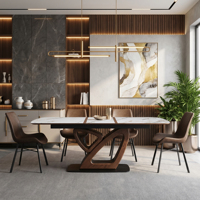 Meubles de salle à manger, table à manger extensible multifonctionnelle en bois et pierre frittée