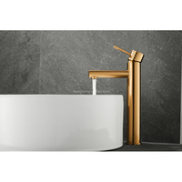 High-quality Basin with High Straight Carved Handle Drawing Gold Bathroom Faucet Hot and Cold Mixer