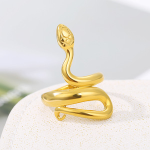 고품질 18K 골드 도금 독특한 뱀 반지 남성 여성 스테인레스 스틸 쥬얼리 - Product Image 3