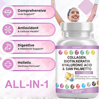 Capsules de complément alimentaire tout-en-un OEM en promotion : Collagène, Biotine, Kératine, Acide Hyaluronique pour la santé des cheveux, de la peau et des ongles