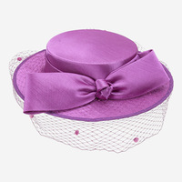 Sombreros de moda al por mayor para mujer: Sombrero cloche retro blanco floral para mujer, fascinador con lazo grande y velo de malla