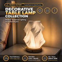 Lampe d'art esthétique en impression 3D, base en bois massif, veilleuse LED 3W, trois couleurs réglables, design simple, prise USB pour le bureau
