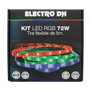 Kit de tiras LED RGB SMD5050, 300 LED, 5 m, IP65, ideal para iluminación decorativa y ambientes personalizados. - Product Image 1