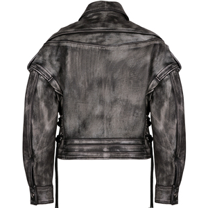 Maniche rimovibili rimovibili Vintage Moto <span class=keywords><strong>Biker</strong></span> giacca in <span class=keywords><strong>pelle</strong></span> <span class=keywords><strong>donna</strong></span> 2023 autunno giacca corta in vera <span class=keywords><strong>pelle</strong></span> da <span class=keywords><strong>donna</strong></span> - Product Image 2