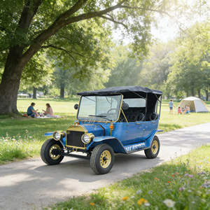 Voiture électrique vintage au design européen classique, durable, pour le transport touristique dans les zones panoramiques - Product Image 1