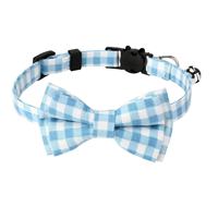 Lot de 8 colliers pour chat à carreaux floraux avec nœud papillon, boucle de sécurité détachable, clochette, réglables, pour chatons mignons, ensemble pastel, vente en gros
