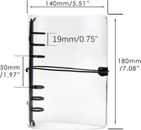 Carnet à anneaux en PVC transparent pour la vente en gros, avec 6 anneaux et 40 feuilles de papier