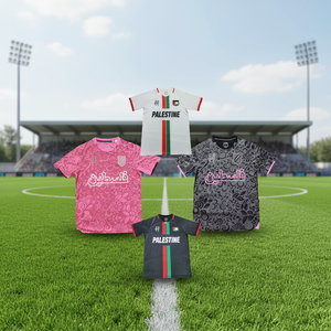 Ensemble de maillots de football personnalisés gratuits été-automne 100% polyester antibactérien unisexe coupe entièrement automatisée Palestine FC Vêtements de football - Product Image 3