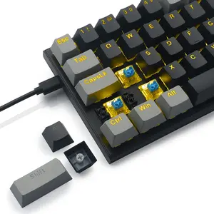 لوحة مفاتيح ألعاب ميكانيكية بإضاءة خلفية LED احترافية 61 مفتاح USB سلكية لوحة مفاتيح ميكانيكية 60 بالمائة