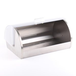 Contenitore per Pane in Acciaio Inox con Coperchio in <span class=keywords><strong>Plastica</strong></span>, <span class=keywords><strong>Portapane</strong></span> in Metallo con Coperchio in PS e Finestra Trasparente - Product Image 3