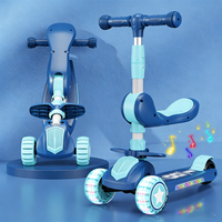 Trottinette pour enfants à trois roues en gros, corps transparent en PU rose, frein en plastique, trottinette à pousser