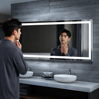 Miroir de salle de bain LED mural avec dégivreur tactile, driver UL 110V 60HZ, CCT 3000K-6000K, éclairage pour hôtel, vente en gros usine