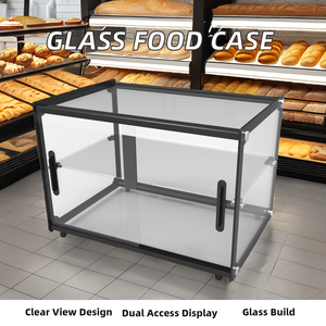 Bolo exibição Comercial Catering Vitrine De Vidro Quadrado De Quatro Lados Safe Glass Food Display Case Ambiente Seco Refrigerador - Product Image 3