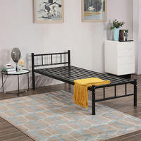 Lit simple en métal noir moderne et abordable pour garçons et filles, idéal pour dortoir scolaire ou chambre à coucher