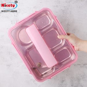 Boîte à déjeuner bento hermétique pour enfants, 5 compartiments, en acier inoxydable pour les étudiants plats alimentaires pour la cantine - Product Image 2