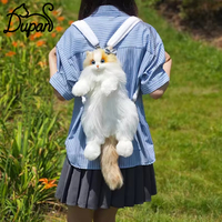 Sac à dos chat réaliste en peluche calico de taille moyenne avec écharpe, fait main, sac animal réaliste en peluche, sac à dos chat à double bandoulière