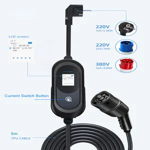 Carregador portátil para carro elétrico Type2 Type1GBT, aprovado pela CE, estações de carregamento portáteis 22kw 11kw 7kw ev