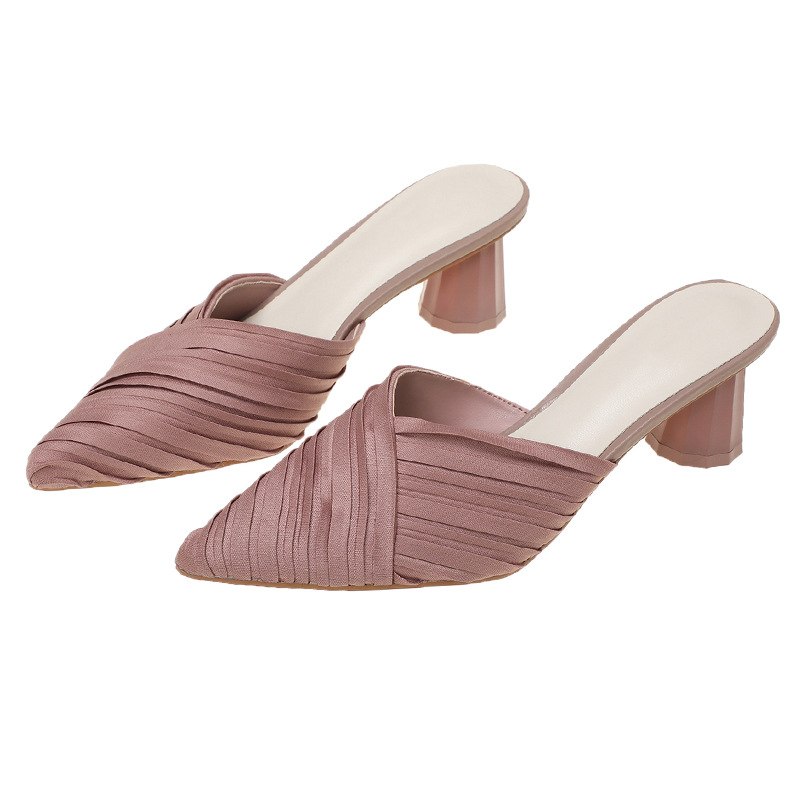 Шлепанцы женские однотонные, сланцы, классические туфли-мюли, заостренный носок, низкий каблук, для вечеринки, Роскошные, 2021