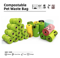 Kantong Sampah Hewan Peliharaan yang Dapat Terurai di Rumah, Kantong Kotoran Anjing Biodegradable, Kantong Sampah BPAT PLA dari Pati Jagung, 23*33cm, 15 Pcs/Roll