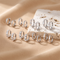 Boucles d'oreilles pendantes HOVANCI en acier inoxydable plaqué or corail, forme C, zircon, nouveau design