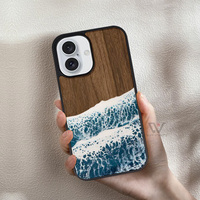 Coque de téléphone en résine époxy bois brut, minimaliste, premium, couverture intégrale, multi-modèles, personnalisation en petite série