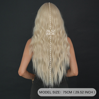 613 Blond Clair Extra Long Bouclés Perruque Partie Moyenne Super Long Corps Vague Perruque Fibre Synthétique Perruque de Cheveux pour Cosplay Quotidien 30 Pouces