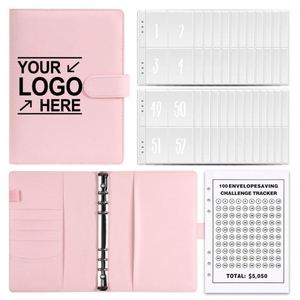 Carnet de budget personnalisé avec couverture en tissu, logo, défi d'épargne sur 100 jours, reliure spirale, feuilles mobiles, enveloppes pour argent liquide - Product Image 1