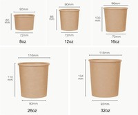 Bol à déjeuner en papier imprimé personnalisé jetable 24oz soupe nouilles salade d'aliments chauds à emporter bols à salade en papier kraft avec couvercle