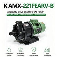 Pompe à circulation d'eau K AMX-221FEARV-B ETFE+CF 1 pouce, pompe magnétique pour liquides acides, résistante aux produits chimiques pour l'industrie de l'électrodéposition