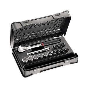 Jeu de douilles 1/2 pouce, 13 pièces, métrique, en acier au chrome-vanadium, avec cliquet et rallonge pour réparation automobile - Product Image 1